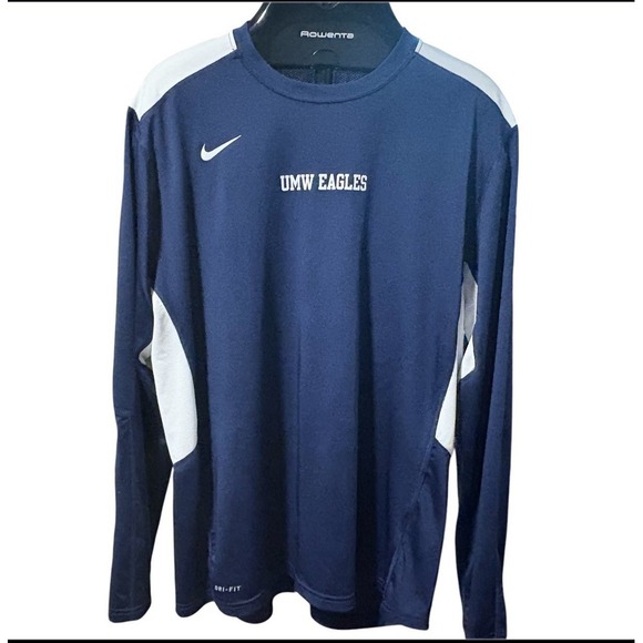 Nike Other - UMW Eagles Shirt Long Sleeve Mens Navy Nike Warm Up Jersey Team Sz L Dri Fit